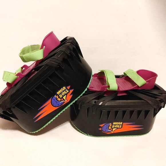 Vintage Moon Shoes Anti-Gravity Strap Shoes Purple And Black 1989 Nickelodeon - Picture 1 of 7